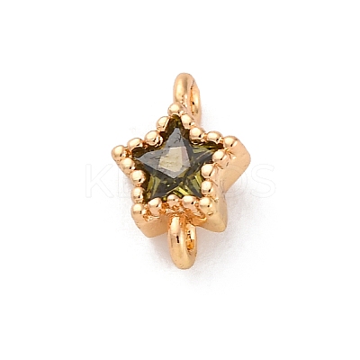 Brass Cubic Zirconia Star Connector Charms KK-Z084-11G-03-1