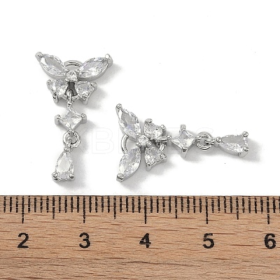Brass Micro Pave Clear Cubic Zirconia Pendants KK-S367-10B-1