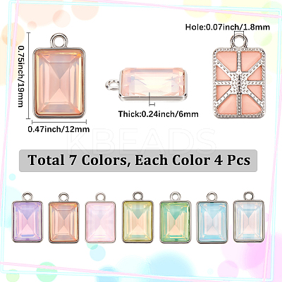 28Pcs 7 Colors Alloy Glass Pendants FIND-SC0015-31P-1