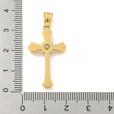 Ion Plating(IP) 304 Stainless Steel Cubic Zirconia Pendants STAS-C102-02G-1