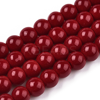 Opaque Solid Color Glass Beads Strands X-GLAA-T032-P6mm-05-1