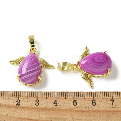 Natural Orchid Banded Agate(Dyed & Heated) Pendants KK-F888-01G-24-1
