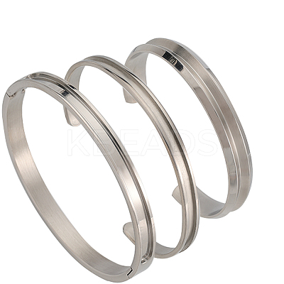 3Pcs 3 Style 304 & 201 Stainless Steel Grooved Bangle Making BJEW-SC0001-16-1