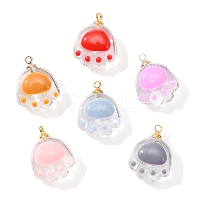 30Pcs 6 Colors Transparent Glass Pendants GLAA-CJ0002-17-1