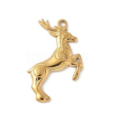 304 Stainless Steel Deer Pendants STAS-S186-07B-G-1