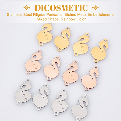 12Pcs 3 Colors 304 Stainless Steel Connector Charms STAS-DC0007-95-1