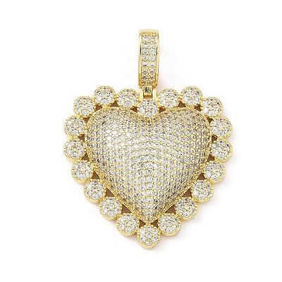 Brass Micro Pave Clear Cubic Zirconia Pendants KK-B141-04G-01-1