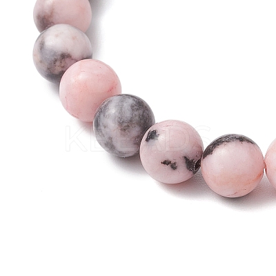 2Pcs Natural Pink Zebra Jasper Beaded Stretch Bracelets BJEW-JB11192-1