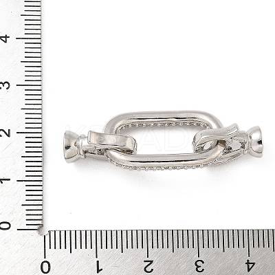 Rack Plating Brass Micro Pave Clear Cubic Zirconia Fold Over Clasps KK-A234-021B-P-1