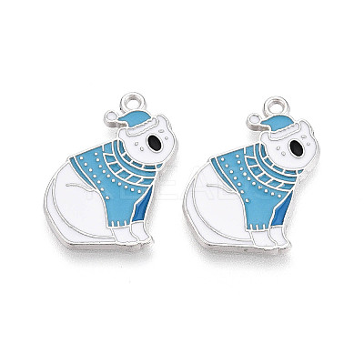 Rack Plating Alloy Enamel Bear Pendants ENAM-T024-73A-P-1
