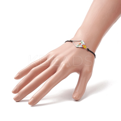 Glass Seed Braided Triangle Braided Bead Bracelet BJEW-MZ00026-02-1