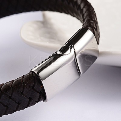 Trendy Leather Braided Cord Bracelets BJEW-P128-06B-1