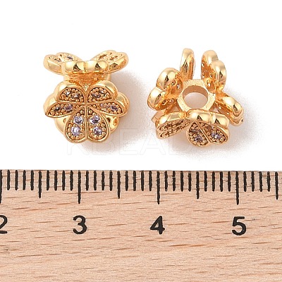Brass Micro Pave Cubic Zirconia Beads KK-B100-51G-01-1