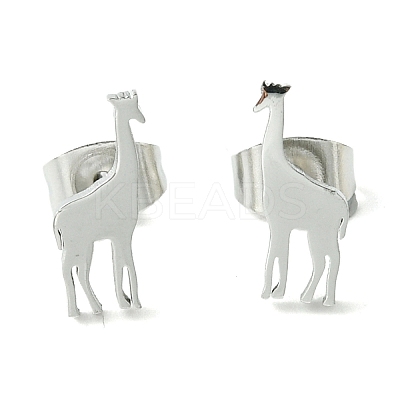 Non-Tarnish Cute Little Animal Theme 304 Stainless Steel Stud Earrings EJEW-B041-04H-P-1