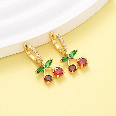 Brass Micro Pave Cubic Zirconia Hoop Earrings EJEW-D322-11G-03-1