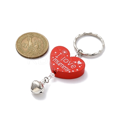 Wood Heart with Word I Love Mummy Keychains KEYC-JKC00582-1