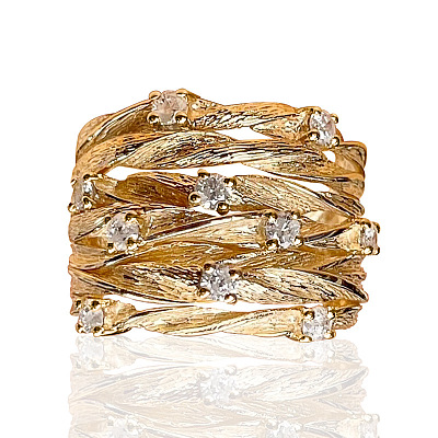Brass Micro Pave Clear Cubic Zirconia Finger Rings WG34DCF-01-1
