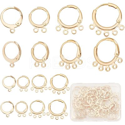 50Pcs 4 Style Rack Plating Brass & 304 Stainless Steel Leverback Earring Findings DIY-CN0002-53-1