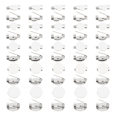 50Pcs 5 Style 316 Surgical Stainless Steel Brooch Base Settings STAS-UN0053-58-1