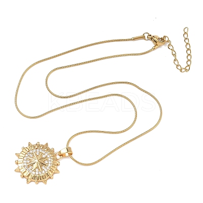 304 Stainless Steel Micro Pave Clear Cubic Zirconia Pendant Necklaces for Women NJEW-Z103-01G-09-1