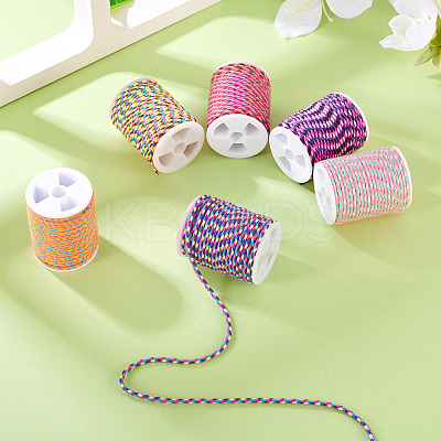 6 Rolls 6 Colors 4-Ply Polycotton Cord with Metallic Thread OCOR-TA0002-16-1