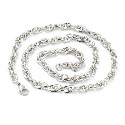 Non-Tarnish 304 Stainless Steel Rope Chain Necklaces NJEW-I245-07E-P-1