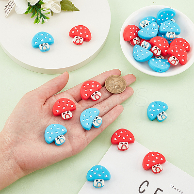20Pcs 2 Colors Mushroom Food Grade Eco-Friendly Silicone Beads SIL-CP0001-03-1