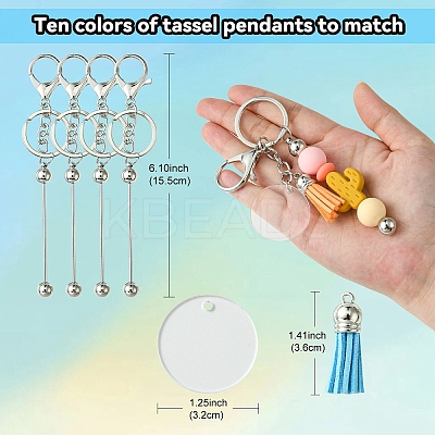 DIY Alloy Bar Beadable Keychain Making Kits DIY-YW0008-76-1
