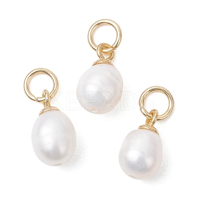 Natural Cultured Freshwater Pearl Rice Charms PALLOY-JF04830-1