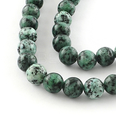 Dyed Natural Sesame Jasper Round Beads Strands G-R342-10mm-13-1