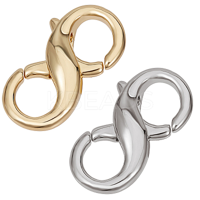 10Pcs 2 Colors Brass Double Opening Lobster Claw Clasps KK-CN0002-03-1