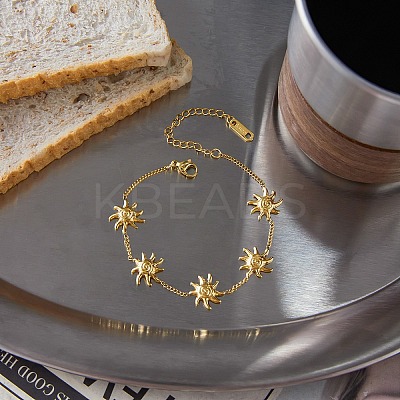 304 Stainless Steel Link Bracelets for Women LS-BJEW-B151-02G-1