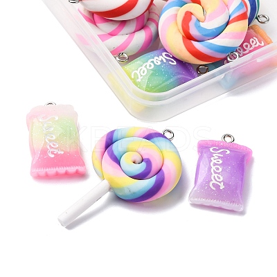 10Pcs 2 Styles Resin Pendants RESI-FP0001-31-1