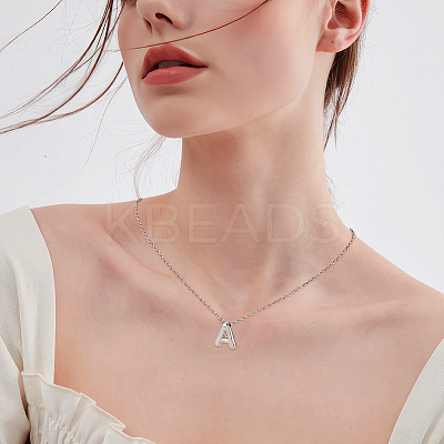 1pc Brass Chain with Alloy Letter Pendants Necklaces NJEW-LP0001-41A-P-1