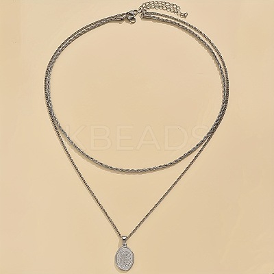 304 Stainless Steel Rope Chain Double Layer Necklaces WG0A8AC-01-1