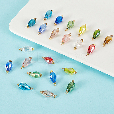 120Pcs 12 Colors Glass Pendants PALLOY-GA00009-1