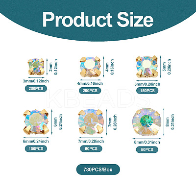 780Pcs 6 Style Sew on Rhinestone DIY-YS0001-44-1