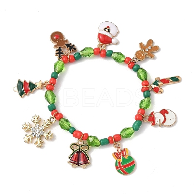 Christmas Alloy Enamel Charm Bracelets BJEW-B155-01B-KCG-1
