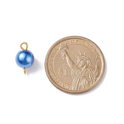 Glass Imitation Pearl Connector Charms PALLOY-JF01881-01-1