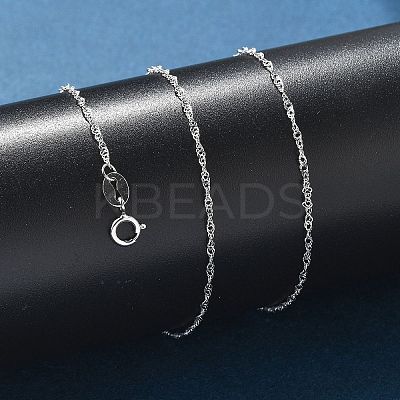 Anti-Tarnish Rhodium Plated 925 Sterling Silver Singapore Chain Necklaces STER-F039-40cm-06P-1