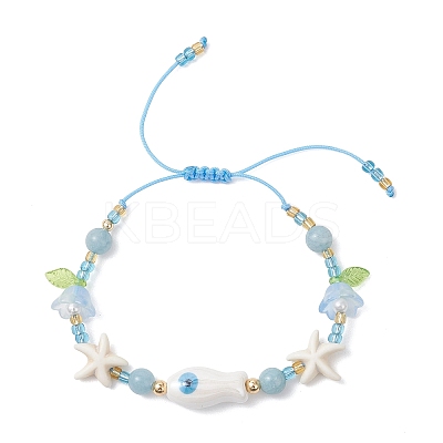 Glass Braided Beaded Bracelets BJEW-MZ00301-01-1