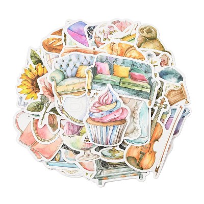 50Pcs PVC Self-Adhesive Picture Stickers STIC-M003-06-1