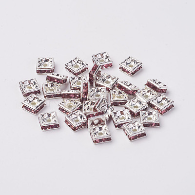 Brass Rhinestone Spacer Beads RB-A013-6x6-10S-1