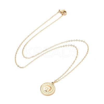Ion Plating(IP) 304 Stainless Steel Sun Coin Pendant Necklace for Women NJEW-F294-08G-1