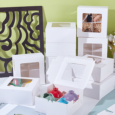 Square Foldable Paper Cake Box CON-WH0089-174B-1