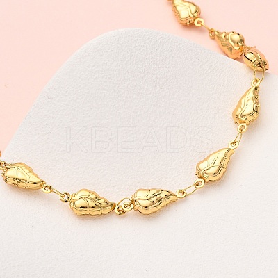 304 Stainless Steel Leaf Link Chain Necklaces for Women NJEW-G178-10G-1