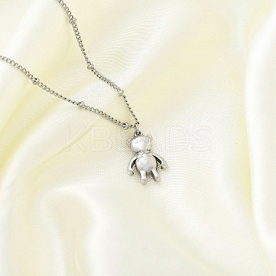 304 Stainless Steel Pendant Necklace NJEW-K255-22P-1