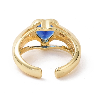 Cubic Zirconia Heart Solitaire Ring RJEW-G277-01G-1