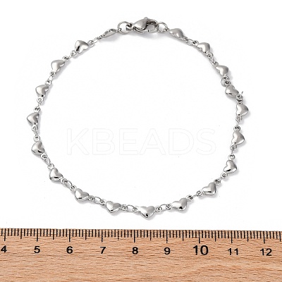 Tarnish Resistant 304 Stainless Steel Heart Link Bracelets X-BJEW-M121-03P-1