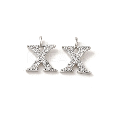 Initial Letter Brass Micro Pave Cubic Zirconia Pendants ZIRC-F008-X-1